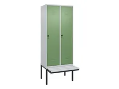 locker met bank,HxBxD 2120x800x815mm,2vak,vak B 400mm,draaigrendel