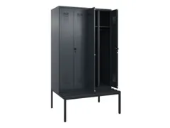 locker met bank,voor scheiding van kleding,HxBxD 2120x1200x815mm,4vak