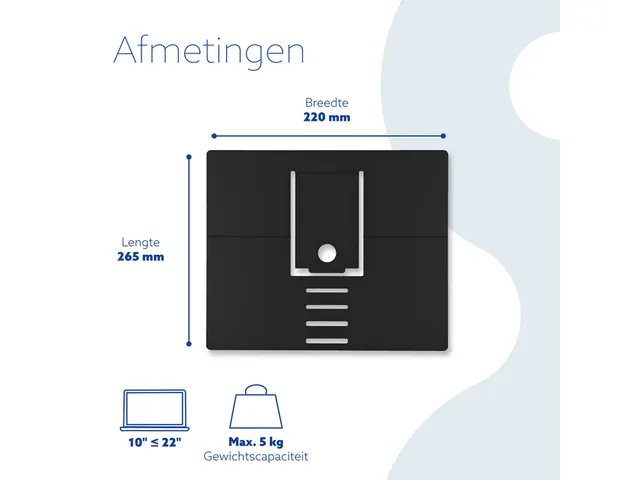 Laptopstandaard R-Go Riser Attachable voor laptops 10-22 inch Zwart