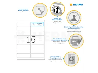 HERMA 10309 Verwijderbare Adresetiket A4 99,1x33,8mm Wit 1600 stuks - 3