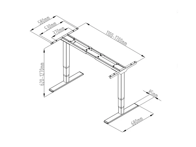 DIGITUS Elektrisch in hoogte verstelbaar tafelframe 110-200cm