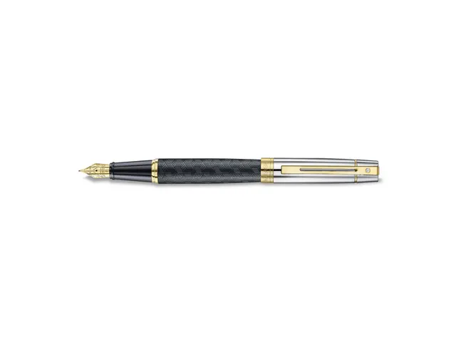Vulpen Sheaffer 300 E9347 F Engraved matt black shiny chrome cap