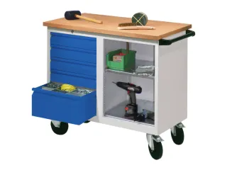 Werkplaatswagen 5 Laden 400kg Staalplaat Ral7035 Front Ral5010 - 2