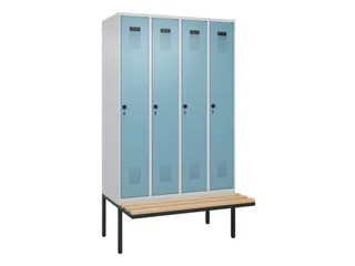 locker met bank,voor scheiding van kleding,HxBxD 2120x1200x815mm,4vak - 2