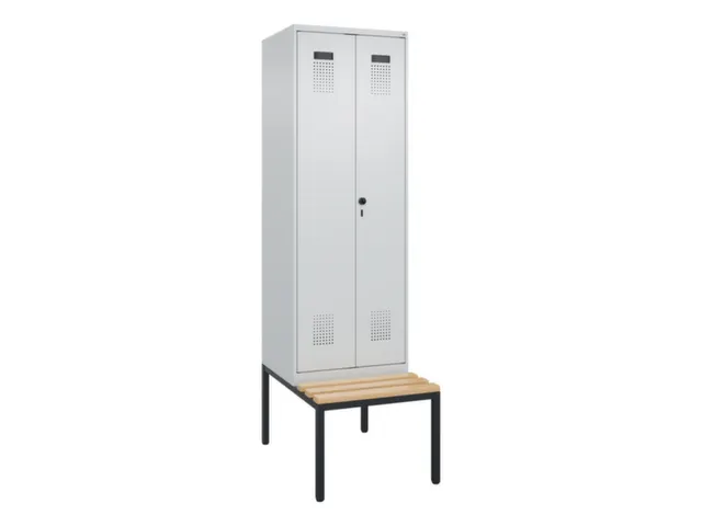locker met bank,voor scheiding van kleding,HxBxD 2120x600x815mm,2vak