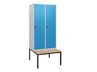 locker met bank,HxBxD 1950x800x815mm,2vak,vak B 400mm,draaigrendel - 1