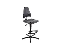 Werkplaatsstoel Esd 590-840mmx470mmx480mm Pu-Zitting Zwart Glijders