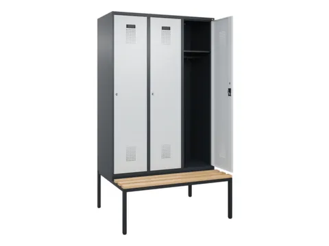 locker met bank,HxBxD 2120x1200x815mm,3vak,vak B 400mm,cilinderslot