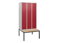 locker met bank,HxBxD 1950x900x815mm,3vak,vak B 300mm,cil.-slot