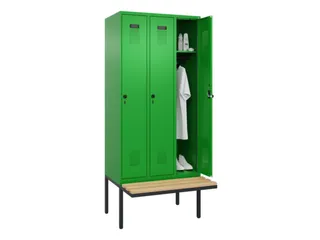 locker met bank,HxBxD 2120x900x815mm,3vak,vak B 300mm,draaigrendel - 1
