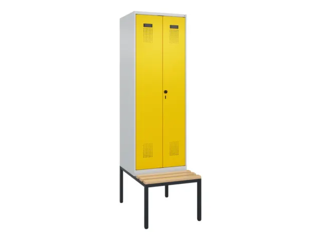 locker met bank,voor scheiding van kleding,HxBxD 2120x600x815mm,2vak