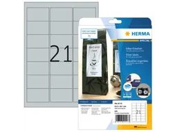 HERMA 4113 Zilver folie-etiketten A4 63,5x38,1mm Glossy 525 stuks