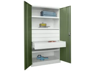 systeemkast,HxBxD 1950x1040x630mm,3xStalen bodem,RAL7035,front RAL6011 - 2
