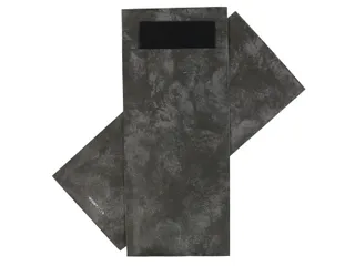 Bestekzakje IEZZY 190x85mm antraciet gemarmerd + zwart servet 500 stuk - 2
