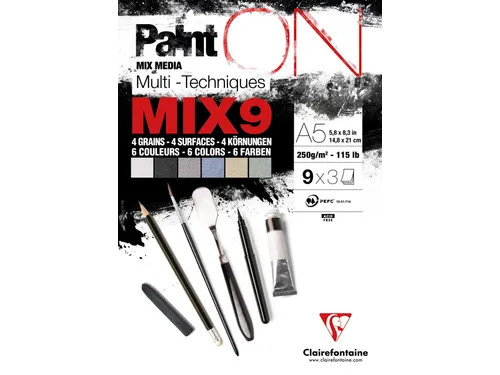 Mix Media Papier Clairefontaine A5 Paint On 27 vel 250gram assorti