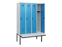 locker met bank,HxBxD 1950x1200x815mm,4vak,vak B 300mm,draaigrendel