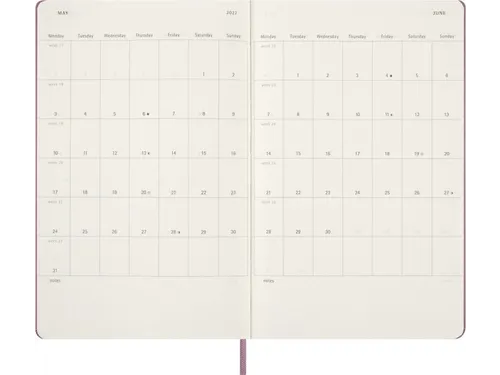 Agenda 2027 Moleskine 12M Daily 1dag/1pagina large hc majestic pink