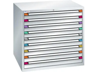 ladekast HxBxD 1000x1005x695mm 9laden RAL7035 front RAL7035 - 1