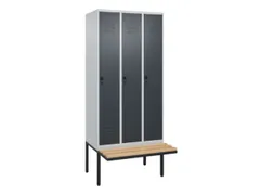 locker met bank,HxBxD 2120x900x815mm,3vak,vak B 300mm,draaigrendel