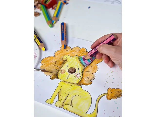 Kleurpotloden STABILO 882 woody 3 in 1 duo inclusief puntenslijper ass