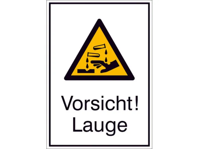 Panneau d'avertissement combiné p. int./ext. Attention ! Alcalin PVC