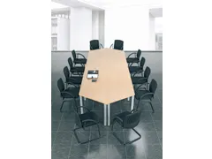 vergadertafel HxBxD 72x80x69cm trapezium Esdoorn 4voeten Alu