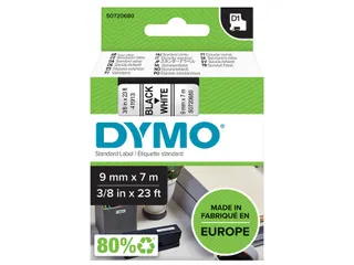 Labeltape Dymo 40913 D1 S720680 9mmx7m zwart op wit - 1