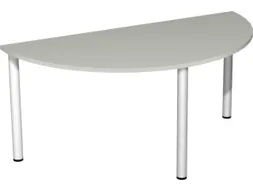 vergadertafel HxBxD 72x160x80cm halfrond Lichtgrijs 3voeten Alu