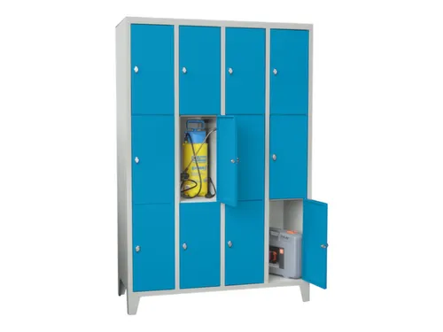lockerkast,HxBxD 1850x1200x500mm,4x3vakken,RAL7035,front RAL5012