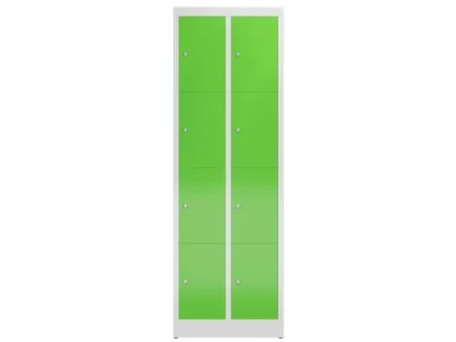 Lockerkast 1800x590x500mm 2x4 vakken cilinderslot, sokkel, RAL6018