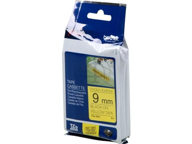 Lettertape Brother P-Touch Tze-S621 Sterk Klevend 9Mm Zwart Op Geel