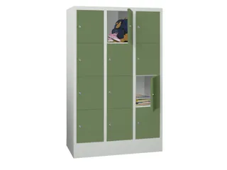 lockerkast,HxBxD 1518x900x500mm,3x4vakken,RAL7035,front RAL6011 - 2