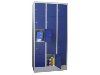 lockerkast,HxBxD 1850x900x500mm,3x5vakken,RAL7035,front RAL3000 - 1