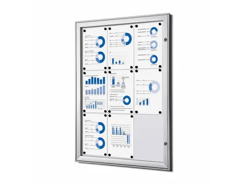 Vergrendelbaar vitrine mededelingenbord Indoor/Outdoor 9xA4 Zilver