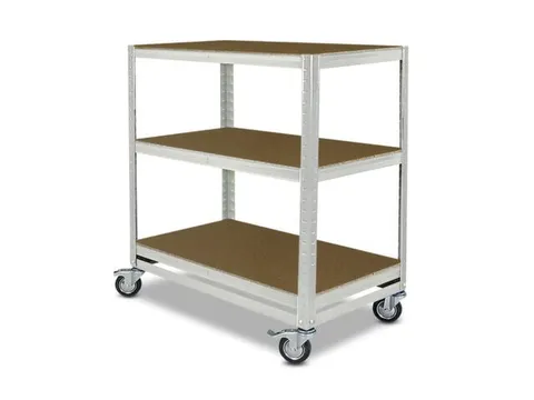 Etagewagen,Draagverm. 150Kg,3Etage(S),Houten Legbordetage,Lichtgrijs