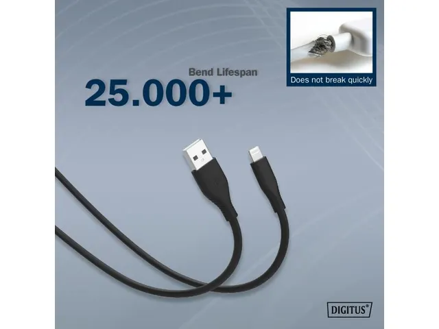 USB siliconen oplaadkabel USB-A Lightning 0,5m USB 2.0 12W Zwart