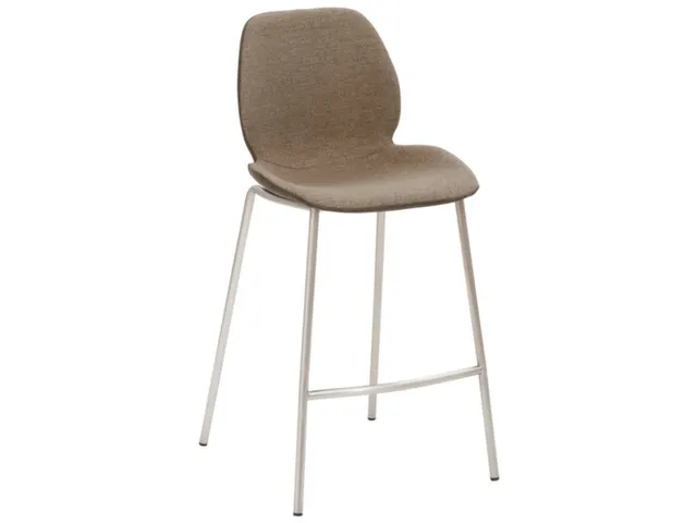 Barkruk mySOLO 4-poten RVS met Zitting stof Zand gemêleerd