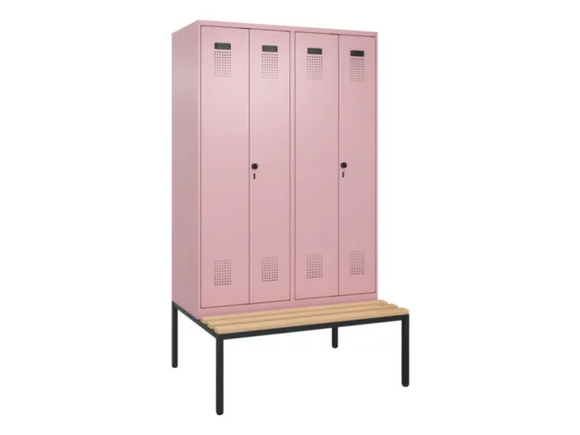 locker met bank,voor scheiding van kleding,HxBxD 2120x1200x815mm,4vak