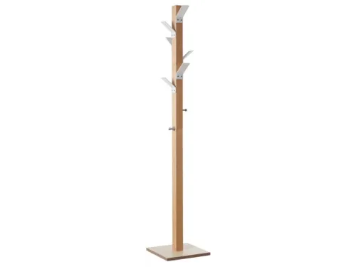 Staande Kapstok 6Jas-/2Tashaken Hout/polystyreen Naturel/wit