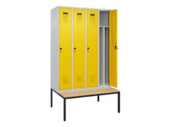 locker met bank,voor scheiding van kleding,HxBxD 2120x1200x815mm,4vak