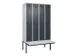 locker met bank,voor scheiding van kleding,HxBxD 2120x1200x815mm,4vak