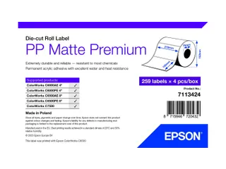 Epson 7113424, Wit, Zelfklevend printerlabel, Gestanste etiket, Rol, I - 1