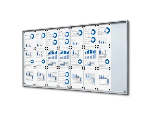 Vergrendelbaar notitiebord Indoor Slim 24xA4 met Schuifdeuren Zilver