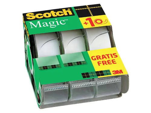 Plakband Scotch Magic 810 19mmx7.5m onzichtbaar mat 2+1 gratis + handd