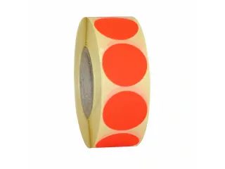 Etiket Rond Fluor Rood 25mm Op rol 2000 Stuks - 1