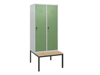 locker met bank,HxBxD 1950x800x815mm,2vak,vak B 400mm,draaigrendel - 1
