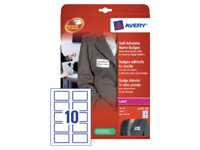 Naambadge etiket Avery L4787 80x50mm Blauw kader Laserprinter 200stuks