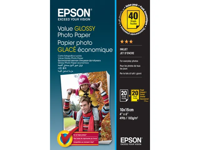 Epson Value Glossy Photo Paper - 10x15cm - 2x 20 Vellen