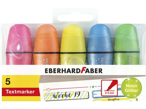 Markeerstift Eberhard Faber mini glitter neon etui 5 stuks