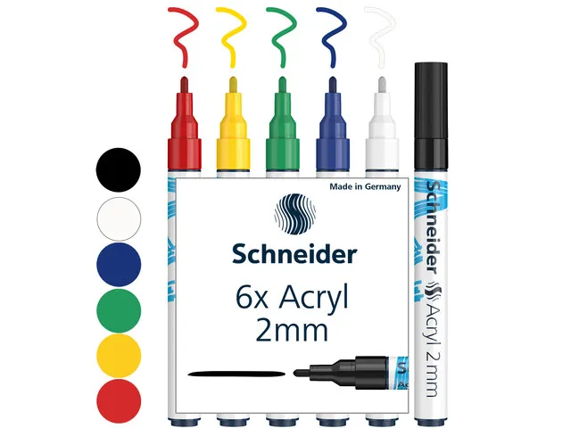 Marqueur acryl Schneider Paint-It 310 2mm étui 6pces.